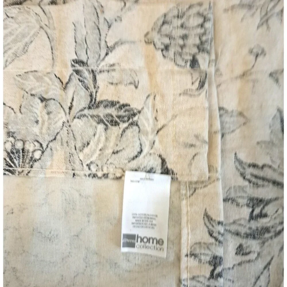 Blue & Beige Floral Curtain Valance JC Penney USA Made Cottage Baroque 60x18